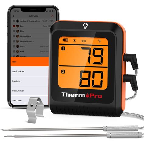 Thermopro Tp W Bluetooth Grill Thermometer Ft Range Dual Probes