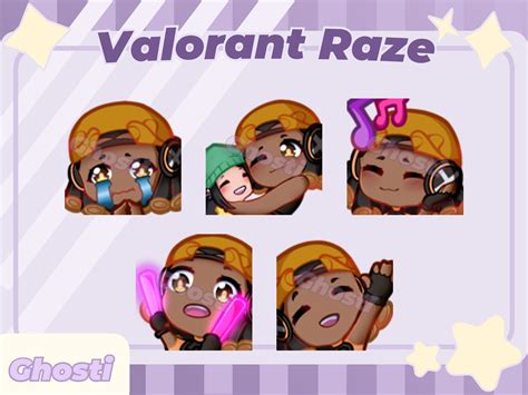 Raze Valorant Emote Set Of Twitch Discord Youtube Etsy