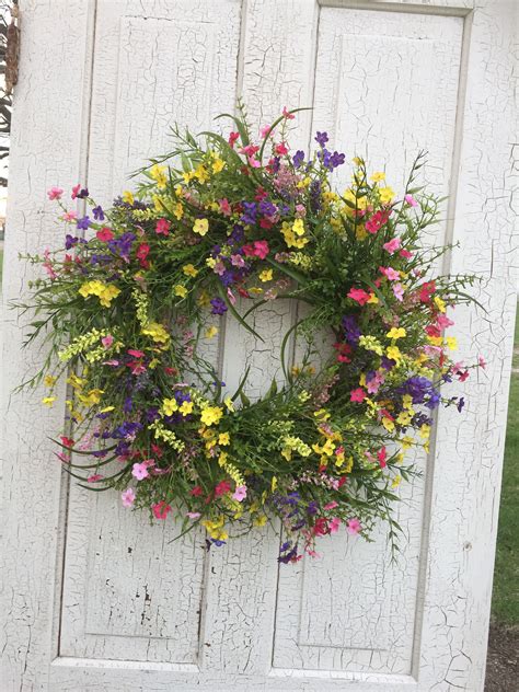 Spring Wreath Wild Flower Wreath Summer Wreath Door Wreath Floral