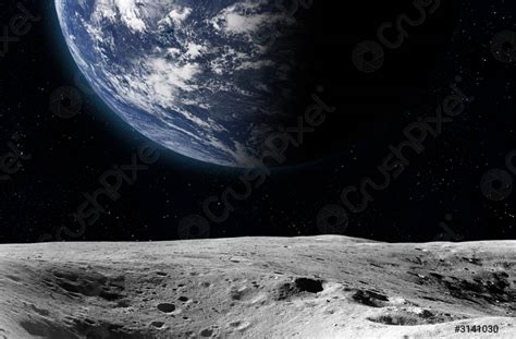 Moon surface and Earth - stock photo 3141030 | Crushpixel