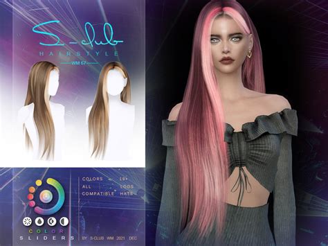 Straight Long Highlight Hair By S Club Created Emily Cc Finds