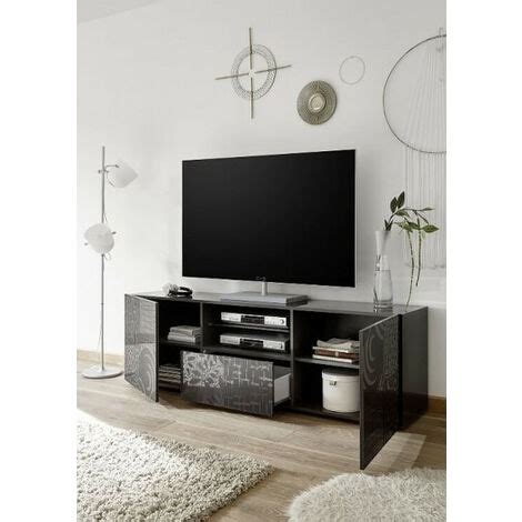 Mueble Tv Puertas Caj N Mirel Antracita Lacado Cm