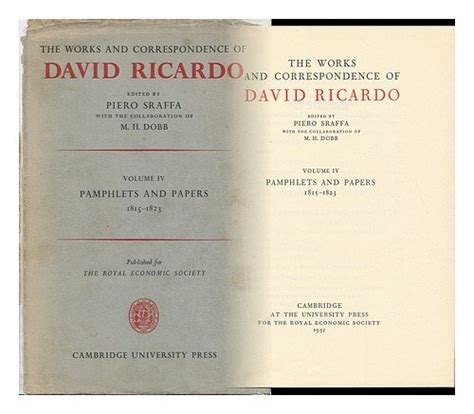 The Works And Correspondence Of David Ricardo Edited By Piero Sraffa