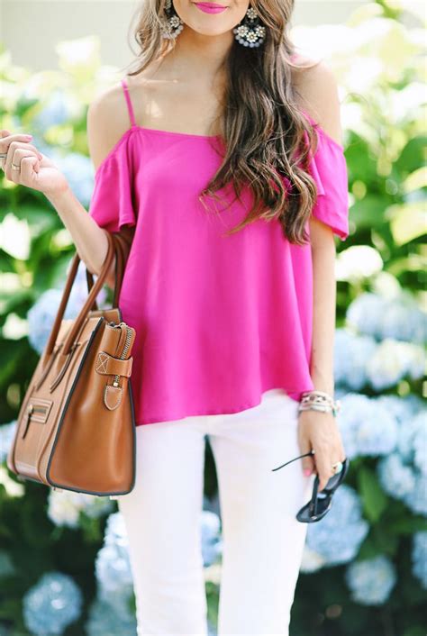 Hot Pink Cold Shoulder Top For 38 Southern Curls And Pearls