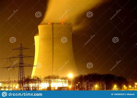 Nuclear Power Plant At Night And Fog Stock Image Image Of Step Night