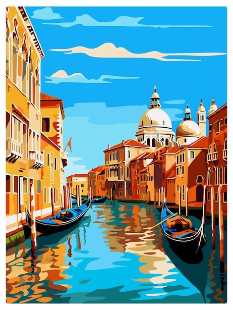 Venice Italy Vintage Travel Poster Wall Art Print Souvenir Postcard