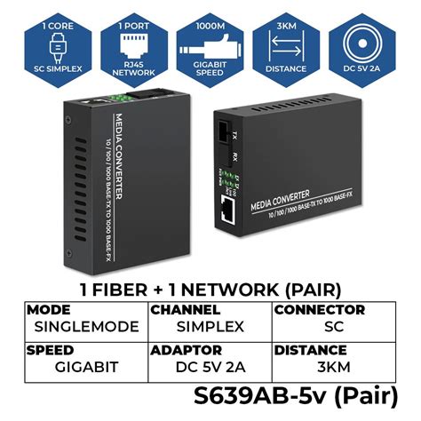 SC Singlemode Simplex Fiber To Ethernet 10 100 10 100 1000 Gigabit