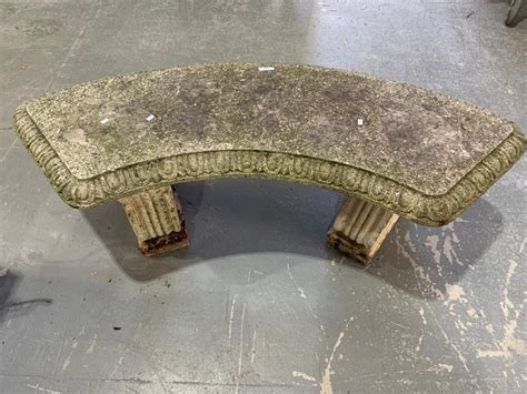 Sold At Auction Reconstituted Stone Garden Bench Double Pedestal Base