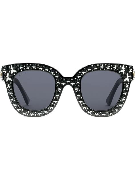 Gucci Star Embellished Sunglasses In Black Lyst