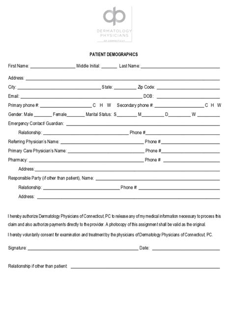 Fillable Online Patient Demographic Formdocx Patient Demographic Form Fax Email Print