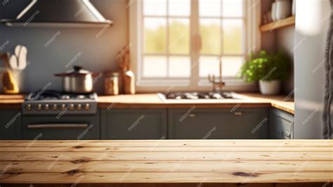 Premium Photo | Wooden Table Kitchen Backdrop
