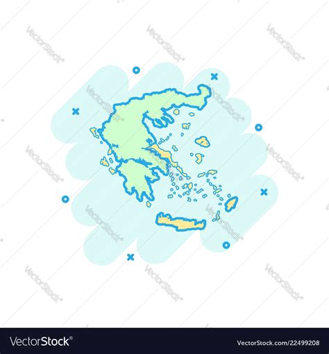 Cartoon greece map icon in comic style Royalty Free Vector