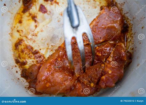 Carne Di Maiale Del Condimento Pronta Per Il Bbq Immagine Stock