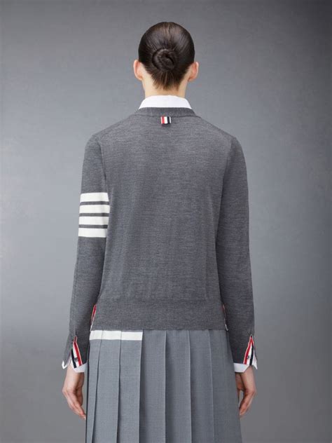 Wool Bar Relaxed V Neck Cardigan Thom Browne