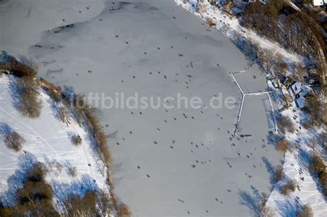 Luftaufnahme Münster Winterluftbild Gefrorene Wasseroberfläche des