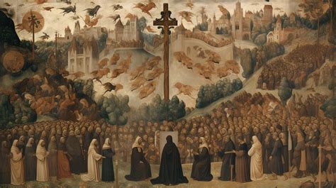 Painting Depicts People Standing Around A Cross Background Pictures For All Saints Day