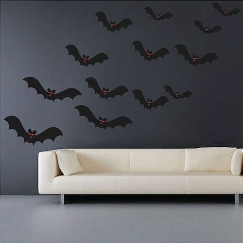 Halloween Bats Wall Decal Removable Holiday Scary Decorations Bat Wall ...