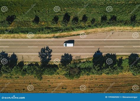 Pickup Truck On The Road Aerial View Stock Photo Image Of Outdoors