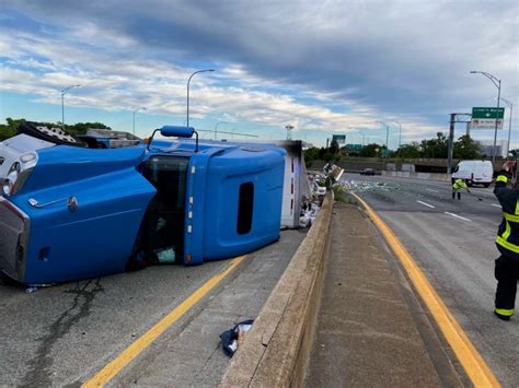 Tractor Trailer Rollover On Massachusetts Turnpike Causes Major Spill