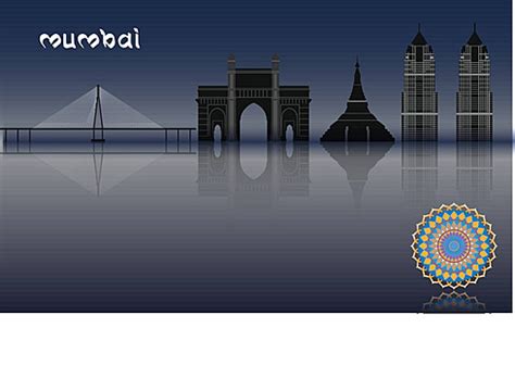 Mumbai Silhouette Monuments Skyline Vector, Silhouette, Monuments ...