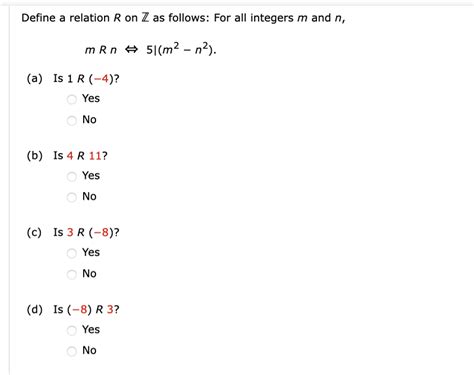 Solved Define A Relation R On Z As Follows For All Integers Chegg