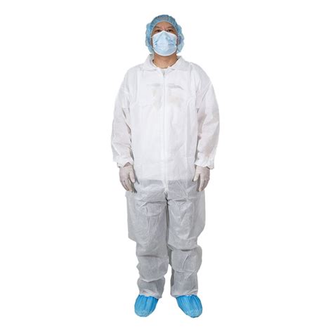 Type 5 6 White SMS Disposable Non Woven Coverall Without Hood