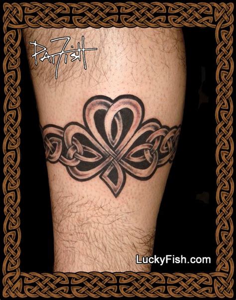 Knotwork Shamrock Tattoo with Celtic Band Design — LuckyFish, Inc. and ...