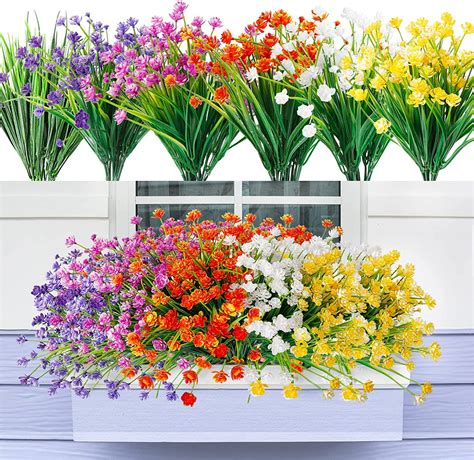 Sinhoon Pcs Artificial Flowers For Outdoors Uv Resistant Plastic