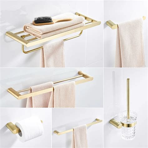 304 Stainless Steel Brushed Gold Bathroom Hardware Toothbrush Holder Metal Bath Set Accessories