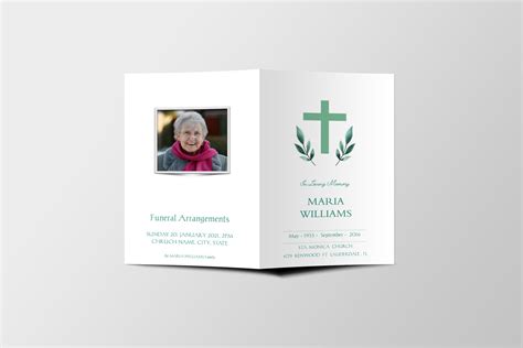 Green Cross Funeral Program Template