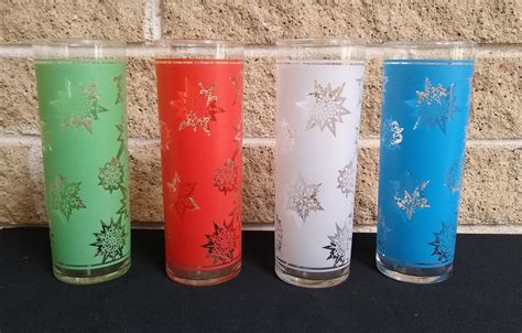 Federal Glass Snowflake Tumblers Frosted Tom Collins Glasses Etsy Tom Collins Glasses Glass