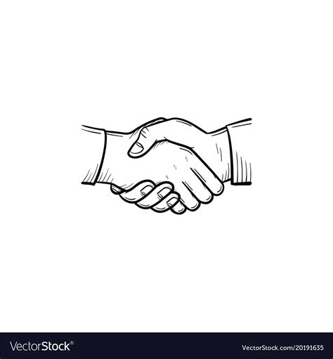 Handshake hand drawn sketch icon Royalty Free Vector Image