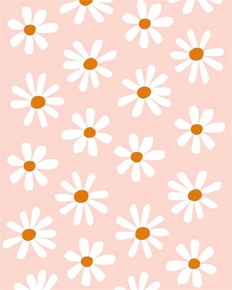 Daisies On Pink Pattern Illustration Pink Wallpaper Backgrounds