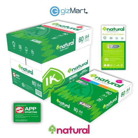 Ik Natural A4 Copier Paper 80gsm 1 Ream 500 Sheets