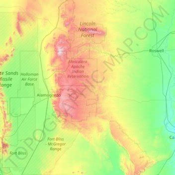 Lincoln National Forest topographic map, elevation, terrain