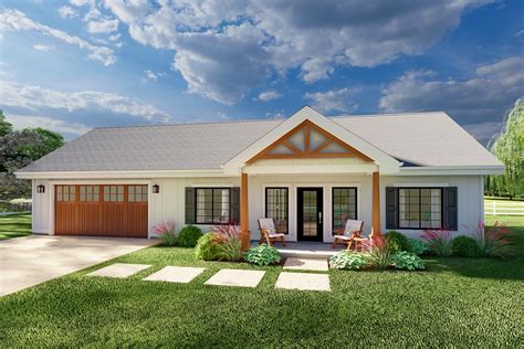 2-Bed Compact Craftsman House Plan with 2-Car Garage - 988 Sq Ft ...