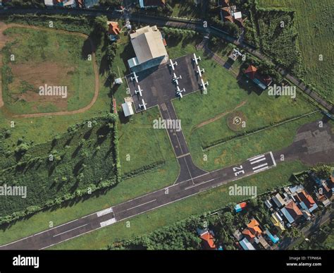 Aerial view of the small airport Stock Photo - Alamy