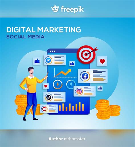 Premium Vector Digital Marketing Social Media And Data Analysis The