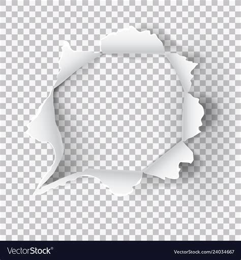 Torn Ripped Paper Hole On Transparent Background Vector Image