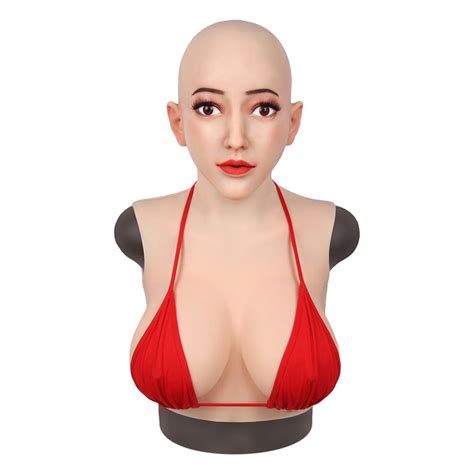 Realistic Silicone Head Mask With Breast Forms For Crossdresser