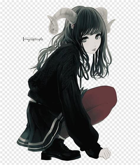 Anime Desenho Demônio Feminino Demônio Anime Girl Cabelo Preto Manga Png Pngegg