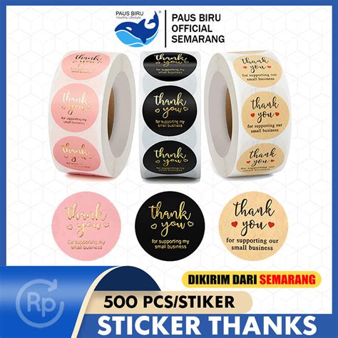 Jual Paus Biru Cod Sticker Thank You 500 Pcs Stiker Terima Kasih