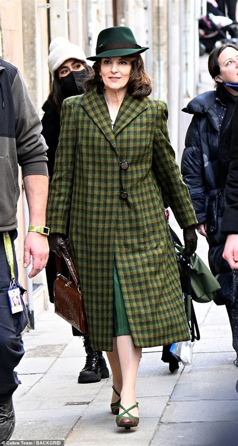 Tina Fey Gets Into Character In A Plaid Coat As She Films A Haunting In Venice With Kenneth