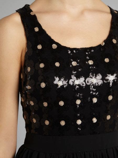 John Zack Sequin Daisy Prom Dress In Black Lyst