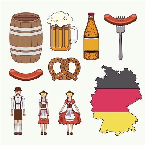 Définir Des Icônes Culture Allemagne Vector Illustration Design