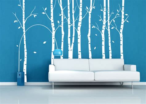 Wall Decalswhite Trees Decals Nature Wall Decals Vinyl Wall Etsy