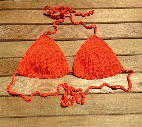 Orange Crochet Bikini Top Swimsuit Bikini Top By SenoAccessory