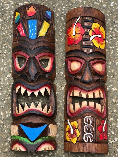 Tiki Mask Set Tiki Statue Arts And Craft Wall Decor Tiki Bar