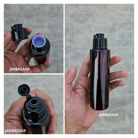 100 ML Sleek Amber Fliptop Bottle JarBazaar