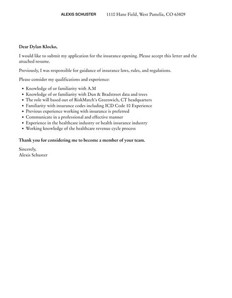 Insurance Cover Letter Velvet Jobs